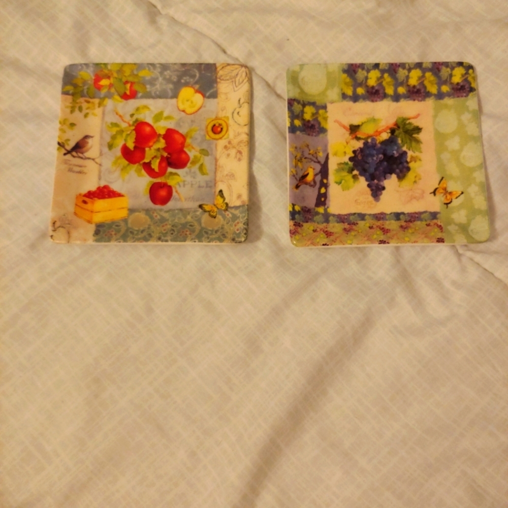 Whitaker 4.5in square vintage plates multi colors